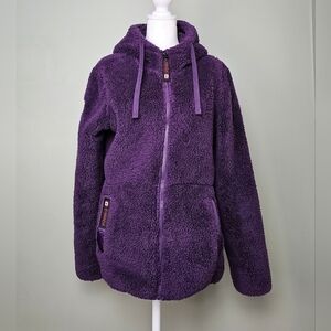 Canada Weathergear Fleece Sherpa Teddy Jacket Purple S Soft Warm Cozy Fall Winte